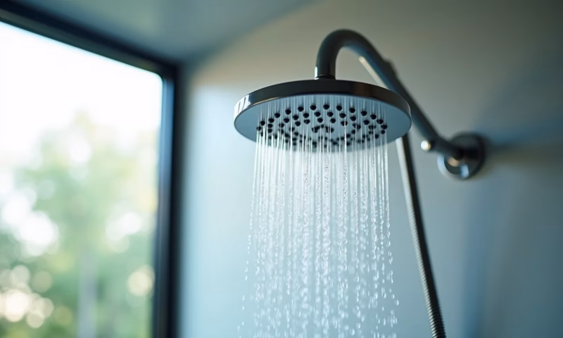 Chuveiro com calcário acumulado, necessitando limpeza.