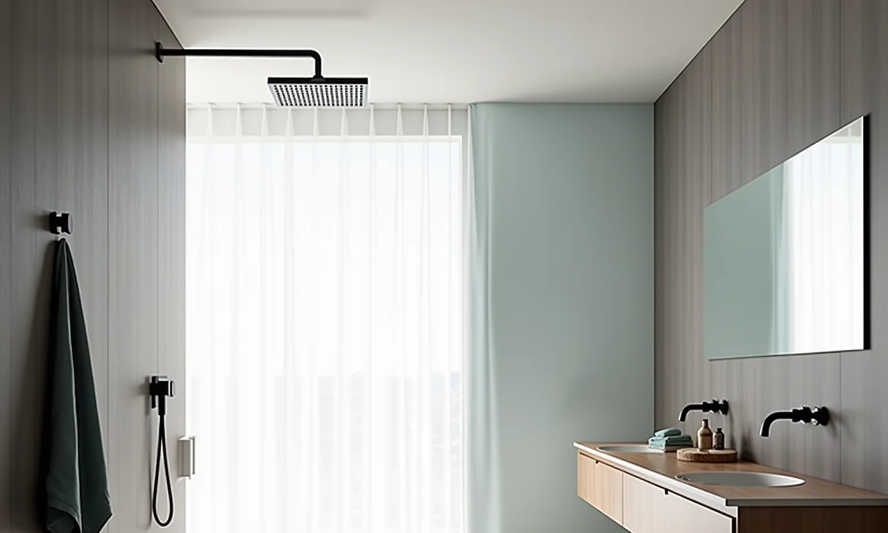 Chuveiro de Teto Quadrado Docol Cromado em banheiro moderno.