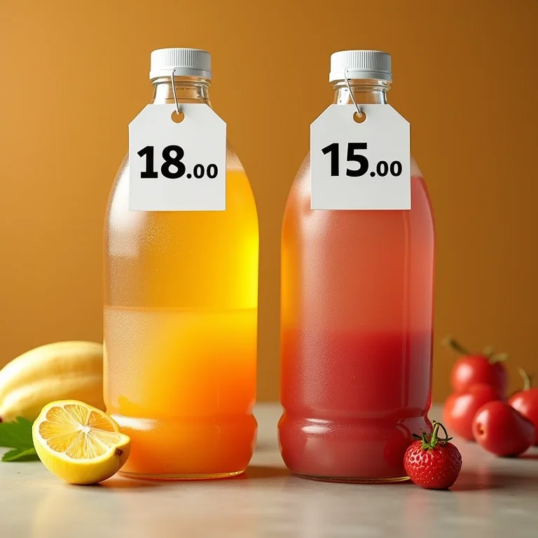 Comparação de preços entre duas marcas do mesmo produto.