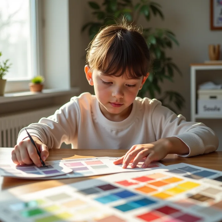 Comparativo de amostras de cores para acabamento de quarto.