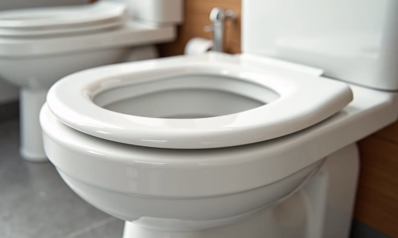 Comparativo de assentos sanitários: almofadado e poliéster, com foco nas diferenças de material.