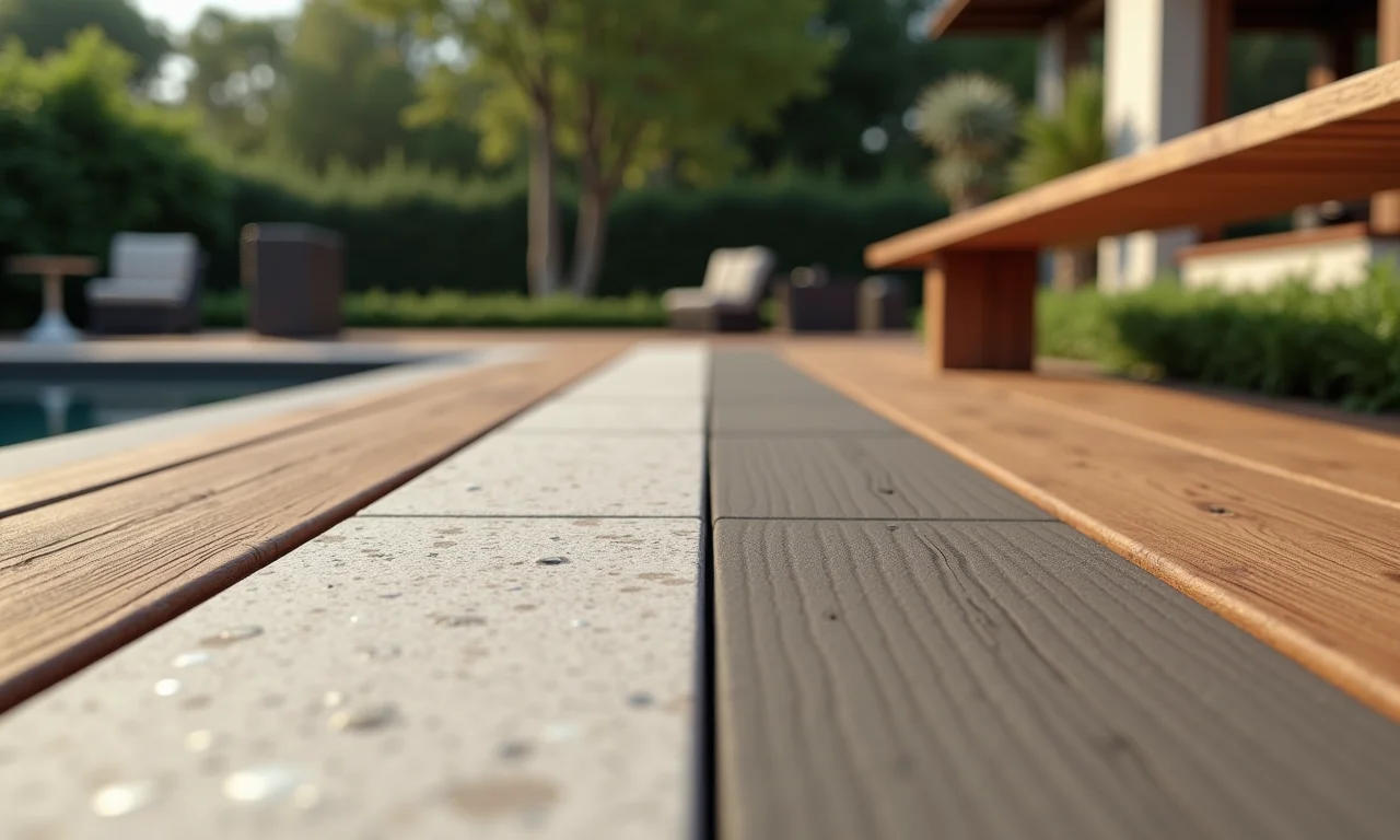 Comparativo de pisos para churrasqueira: porcelanato, cerâmica, pedra, cimento e madeira.