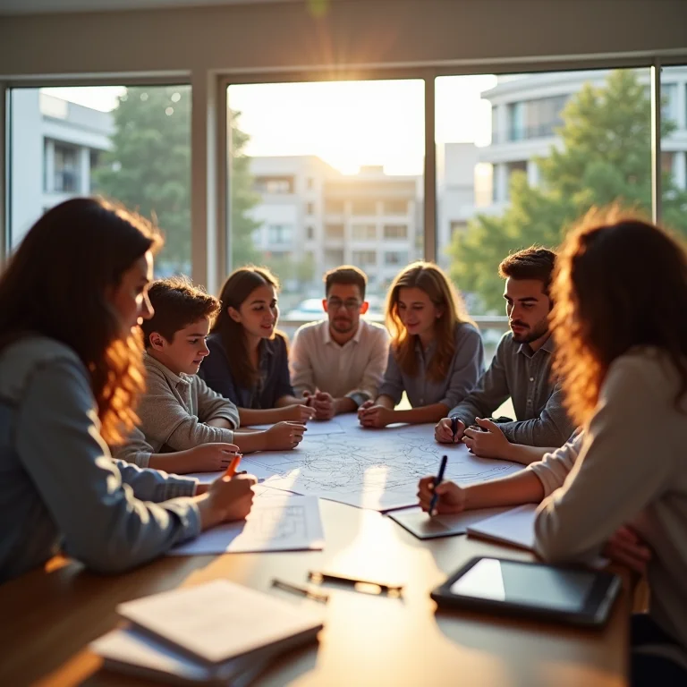 Comunidade escolar reunida para planejar a reforma da escola.