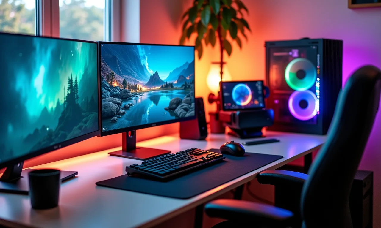 Configurações de jogos variadas: console, PC e VR, mostrando os equipamentos essenciais.