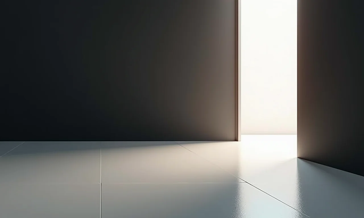 Contraste moderno entre soleira escura e piso claro.