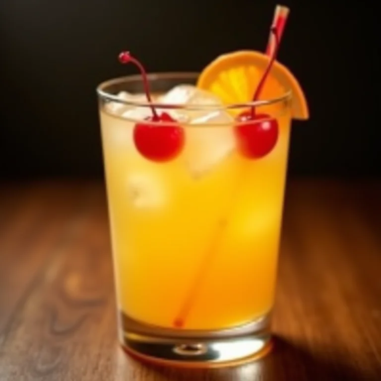 Copo Collins com Tom Collins, cereja e laranja.