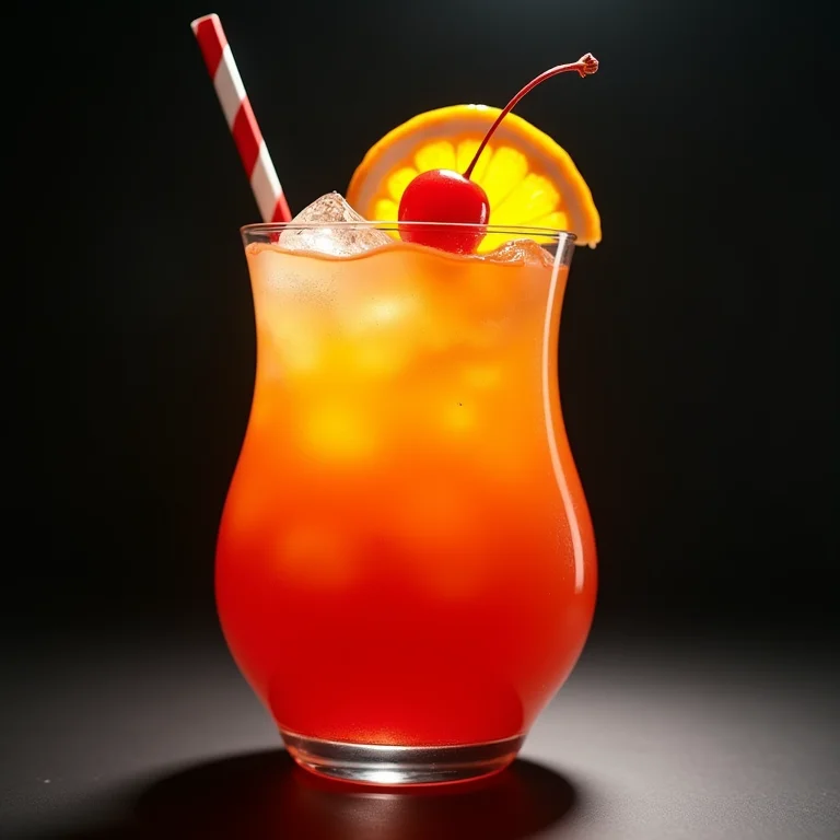 Copo Hurricane com laranja e cereja.