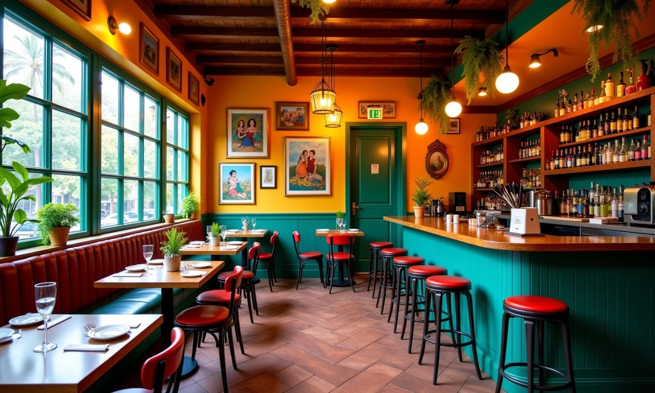 Cores e texturas vibrantes que contam a história do restaurante.