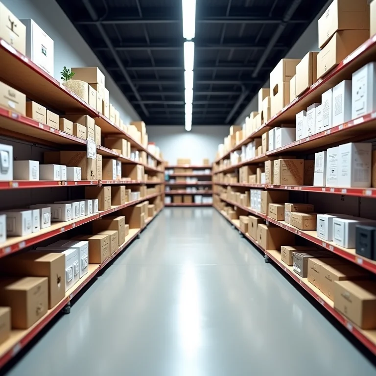 Corredor de um home center com produtos de construção e melhorias para o lar