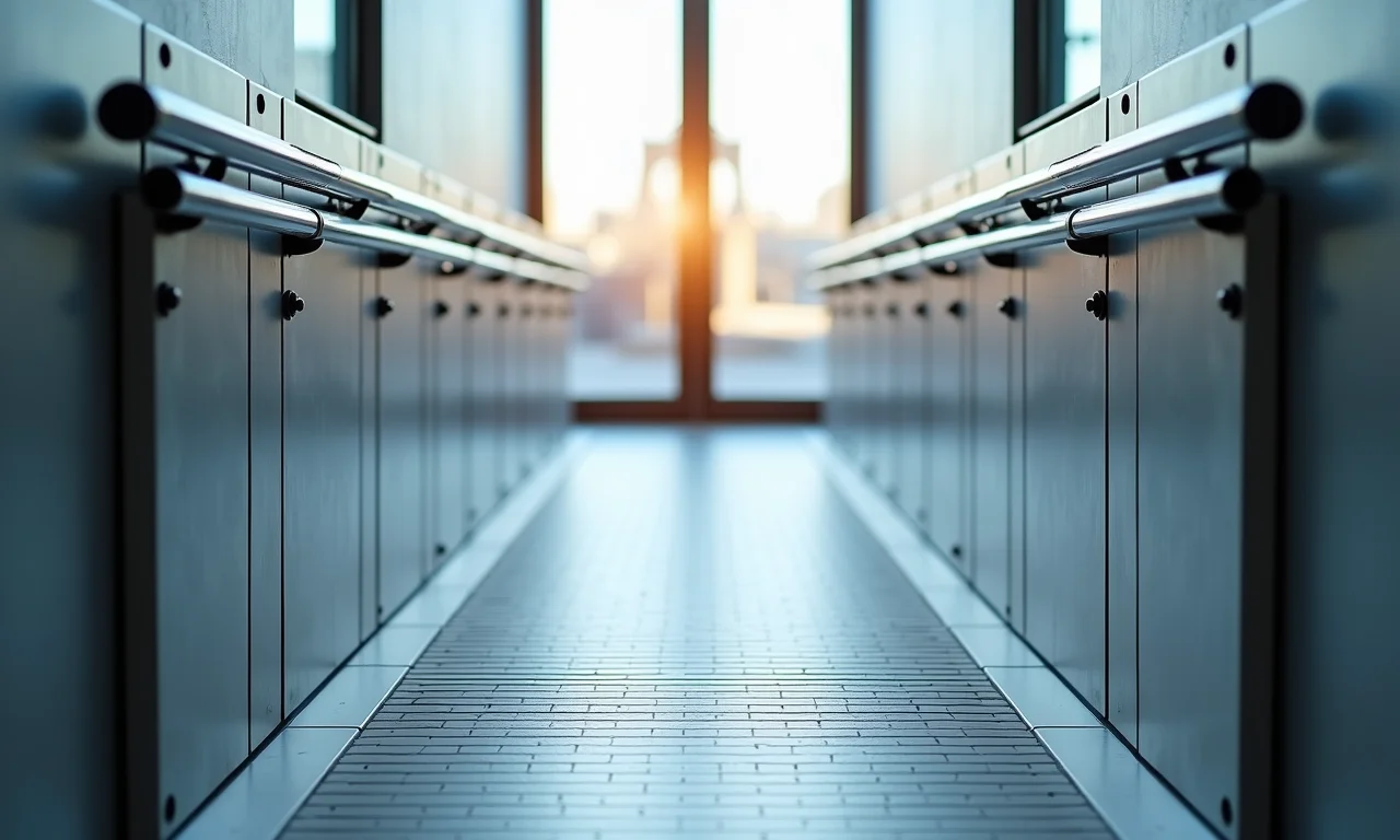 Corrimãos obrigatórios em rampa de acessibilidade.