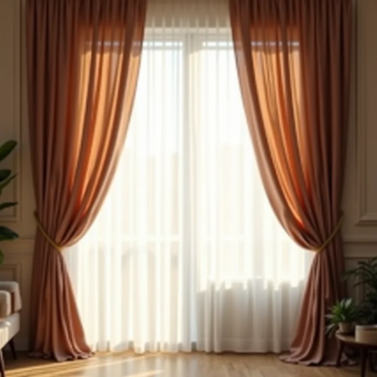 Cortinas de seda pura em um ambiente elegante
