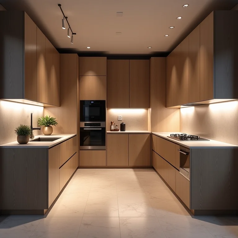 Cozinha planejada com espaços internos não personalizados, mostrando falta de organização específica