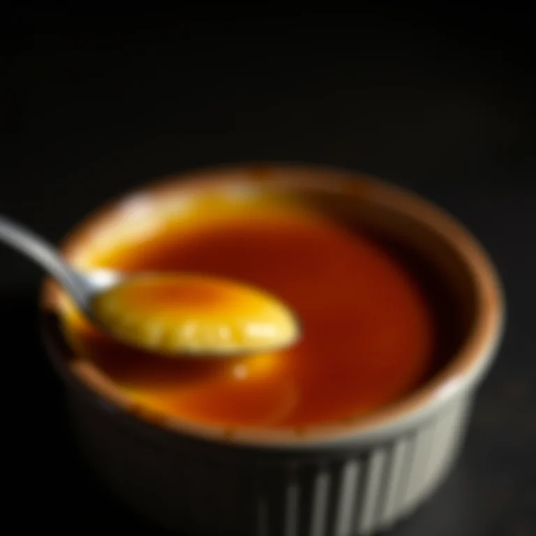 Crème brûlée dourado em um ramequim.