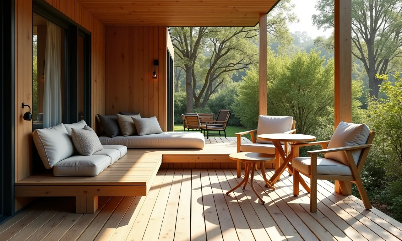 Deck com mobiliário funcional, soluções para economizar espaço.