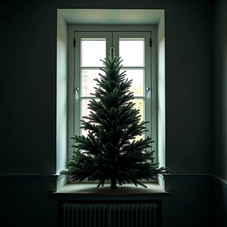 Decoração de Natal bloqueando a luz natural em escritório