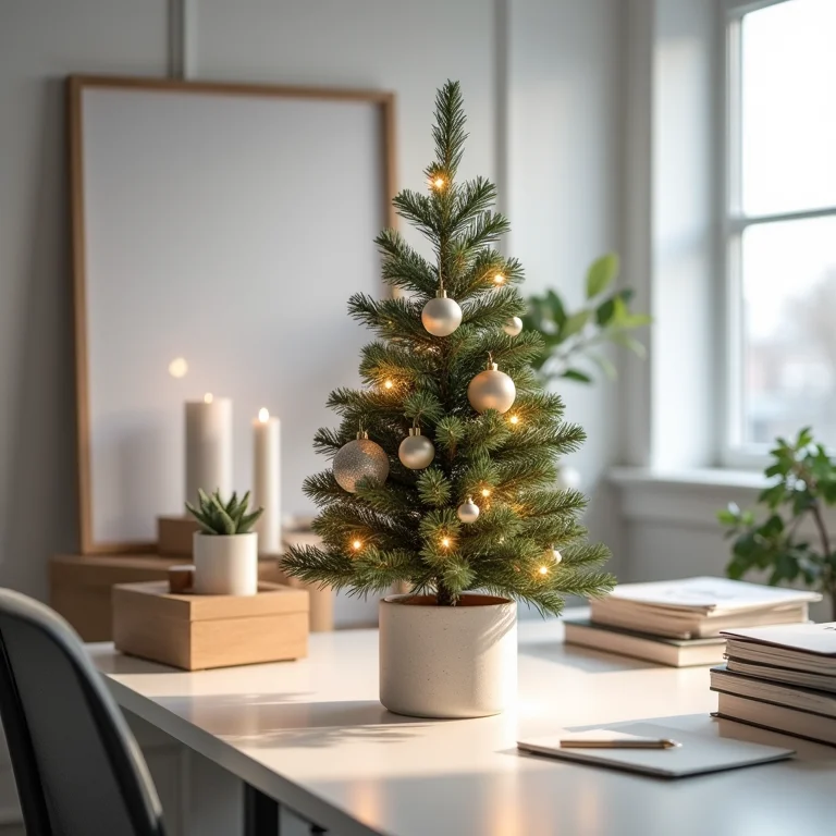 Decoração de Natal minimalista e elegante em escritório