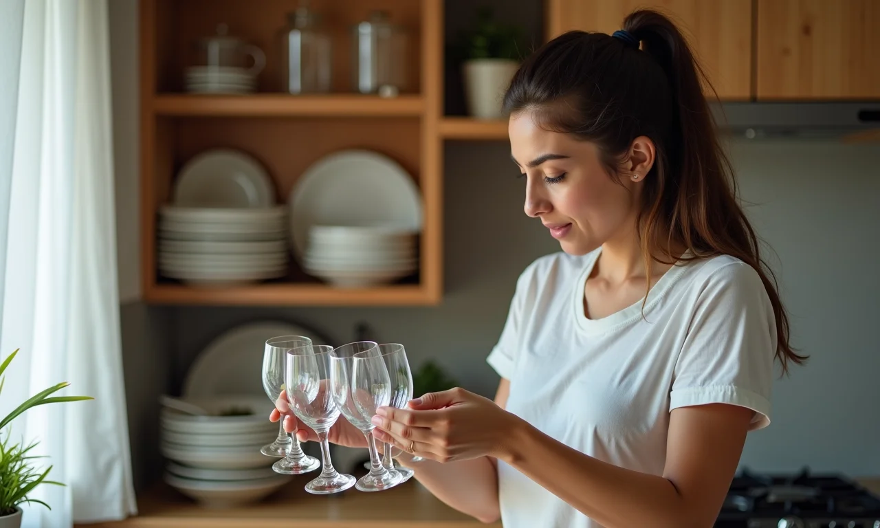 Descartando pratos e copos inutilizados.
