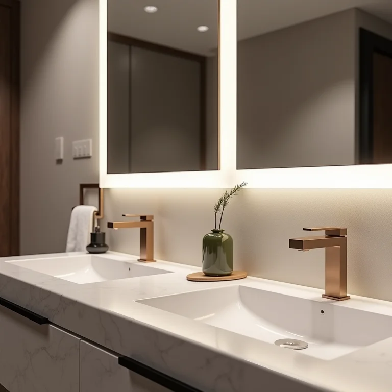 Design moderno e elegante de um espelho com LED