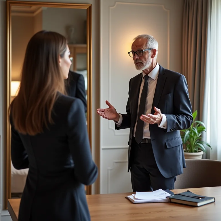 Designer de interiores explicando o uso de espelhos na decoração