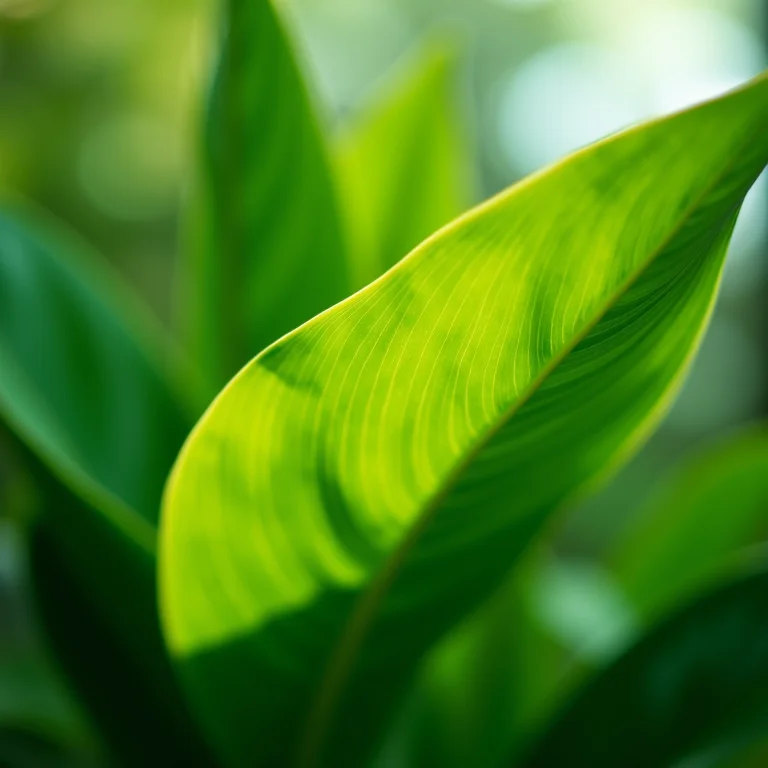 Detalhe das folhas de Aglaonema sob luz natural