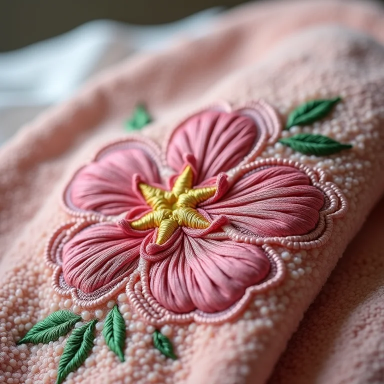 Detalhe de bordado personalizado em toalha