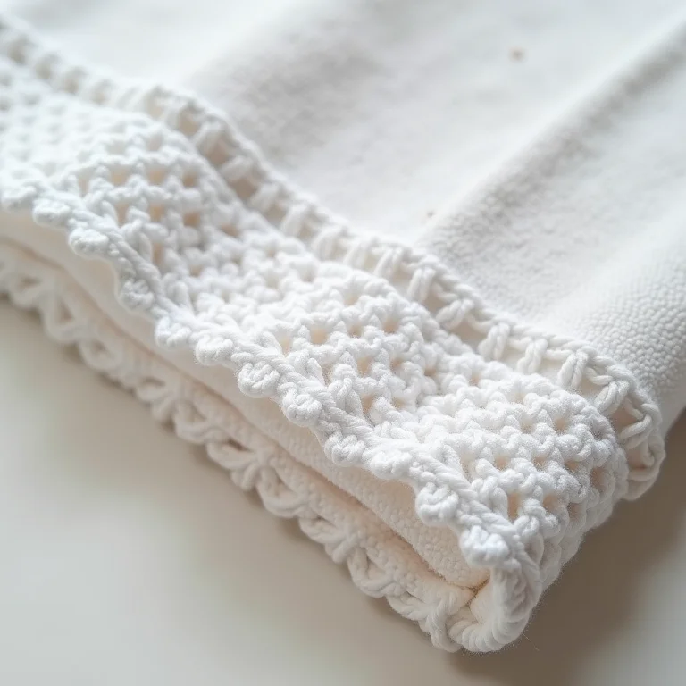 Detalhe de crochê em barra de toalha
