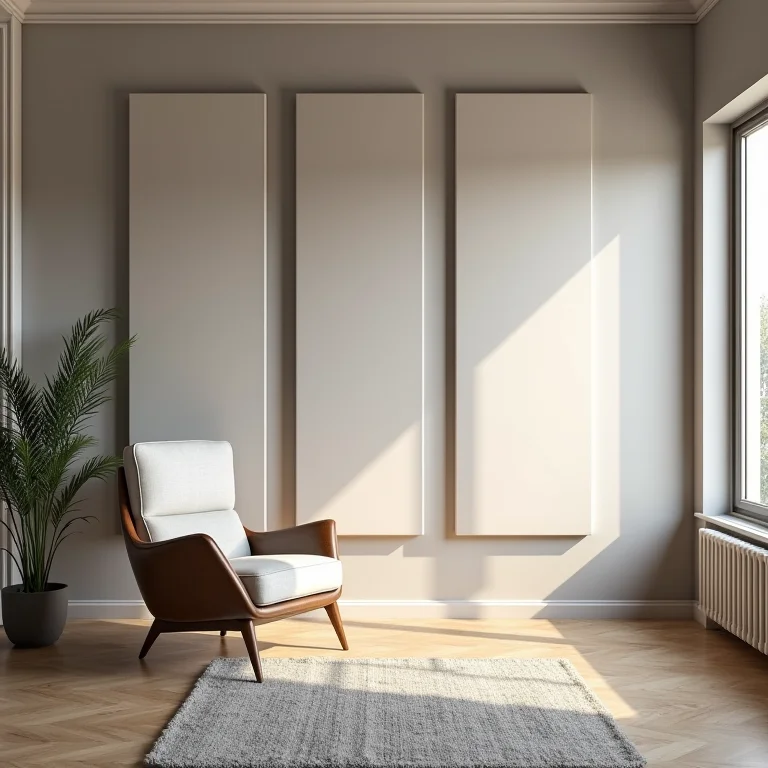 Detalhe de painéis de isolamento acústico em um home office.