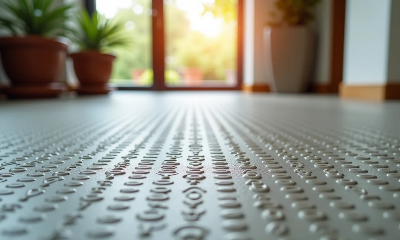 Detalhe de piso antiderrapante em asilo moderno.
