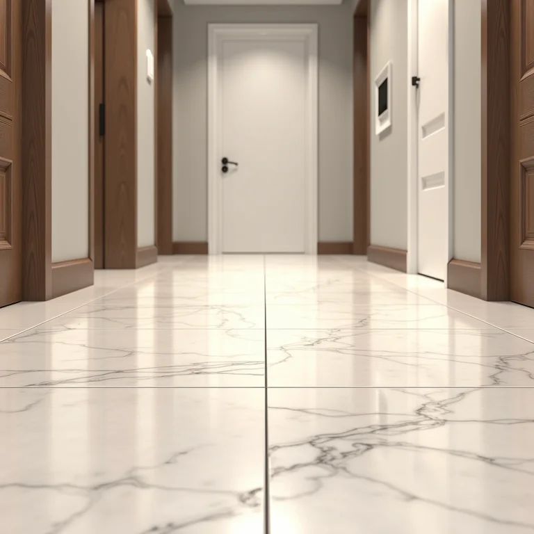 Detalhe de piso de cerâmica em hall de entrada