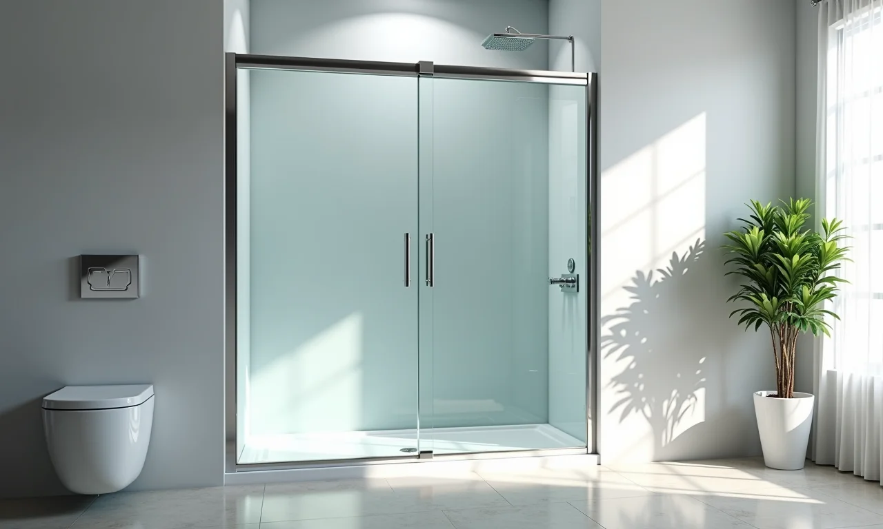 Detalhe de um box de acrílico, mostrando possíveis desvantagens como riscos.