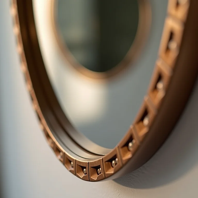 Detalhe de um espelho lapidado com bordas biseladas