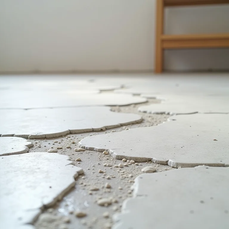 Detalhe de um piso de cimento queimado danificado