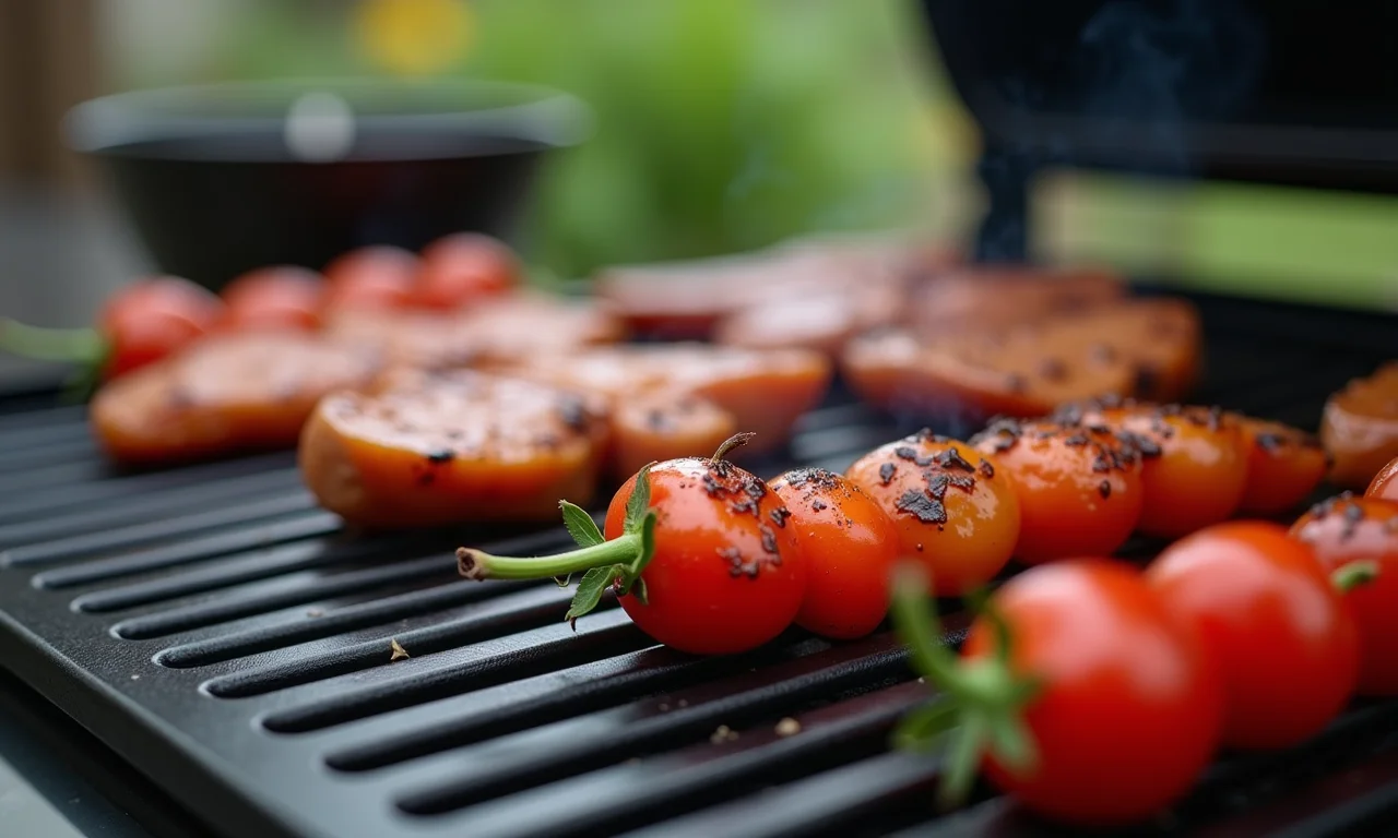 Detalhe do vidro temperado de uma churrasqueira.