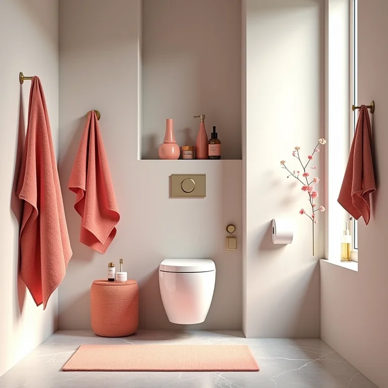 Detalhes coloridos em banheiro pequeno