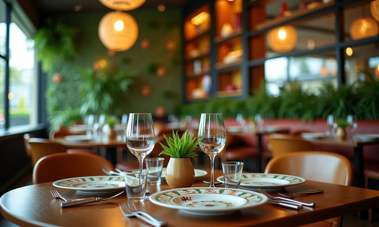 Detalhes encantadores na decoração de restaurante brasileiro.