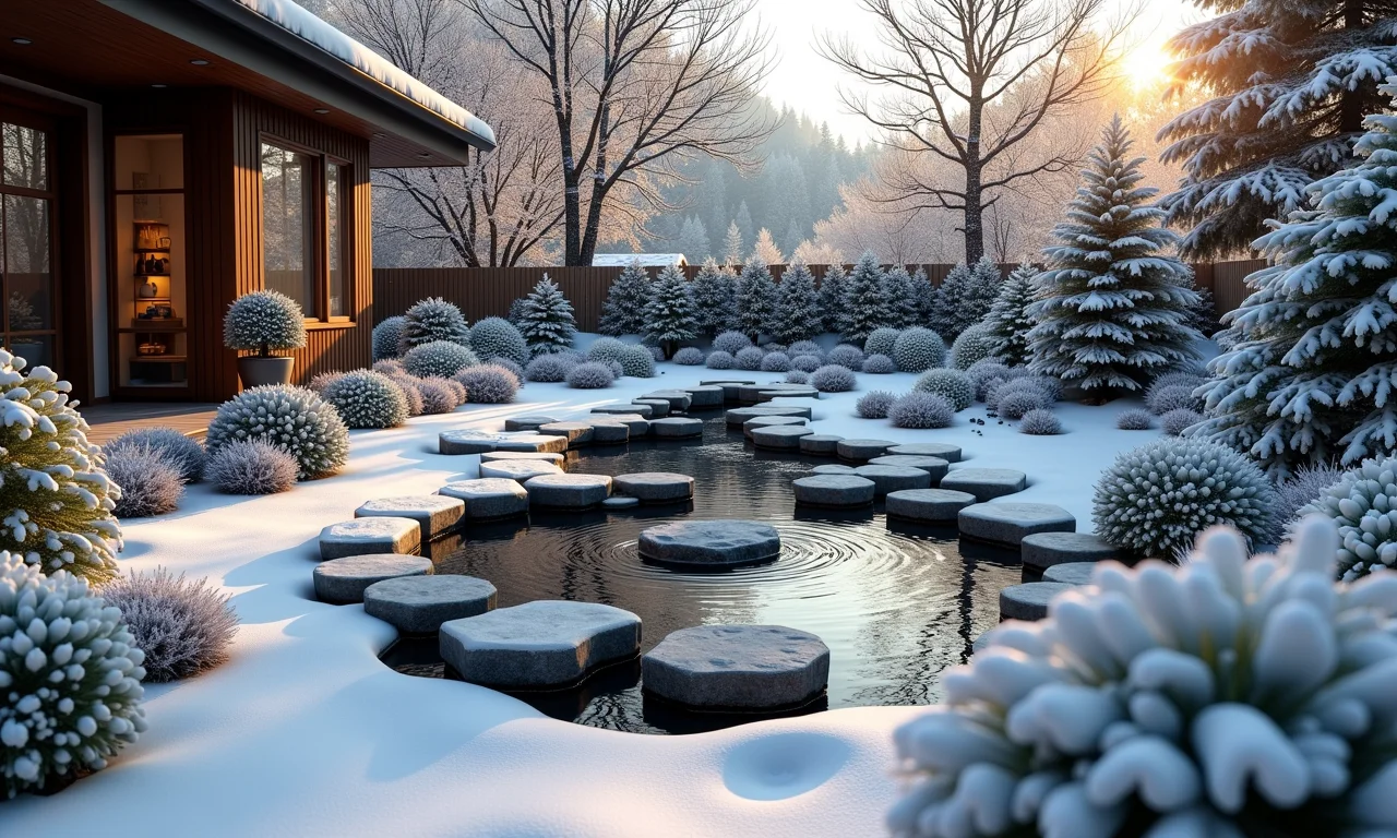 Diferentes locais ideais para um mini lago com pedras em jardim de inverno.