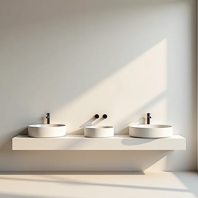 Diferentes tipos de cubas e sua influência na altura da bancada do banheiro.