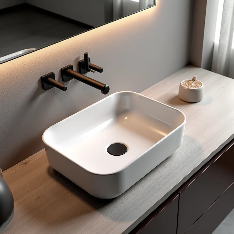 Diferentes tipos de cubas para um gabinete de banheiro