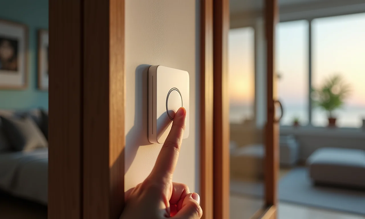 Dimmer touch em apartamento moderno com luz suave.
