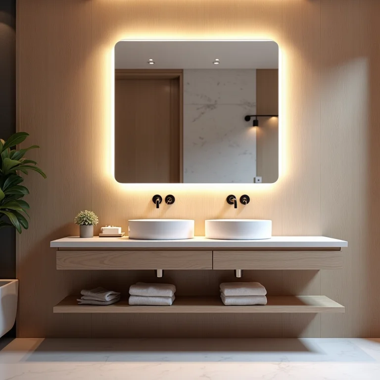 Distância ideal entre a bancada e o espelho no banheiro