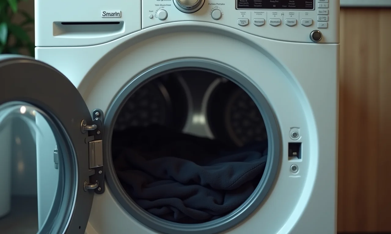 Escolhendo ciclo de lavagem suave para roupas pretas.