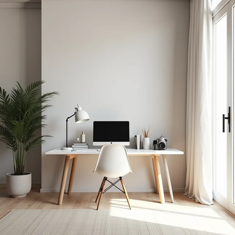 Escritório em casa inspirador com mesa Saarinen como estação de trabalho.