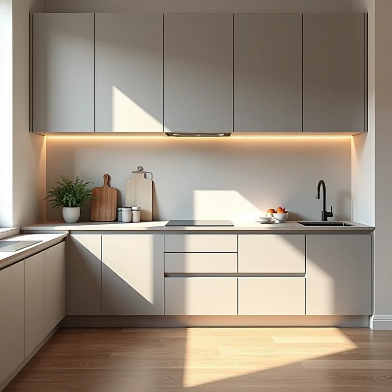 Espaço vertical não aproveitado em cozinha planejada.