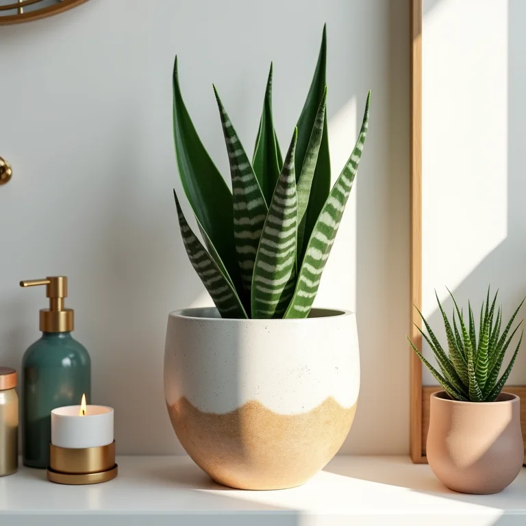 Espada de São Jorge em banheiro boho chic