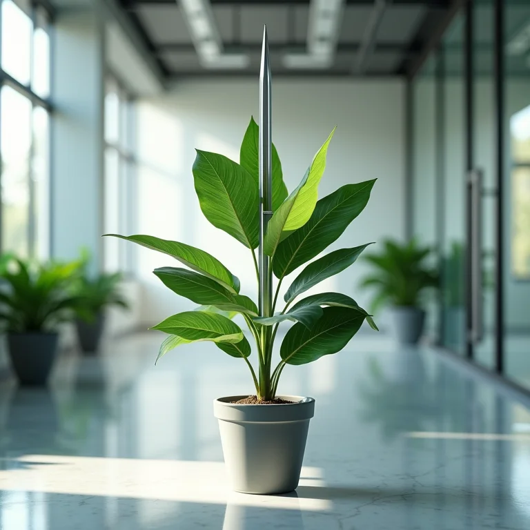 Espada-de-São-Jorge em escritório minimalista.