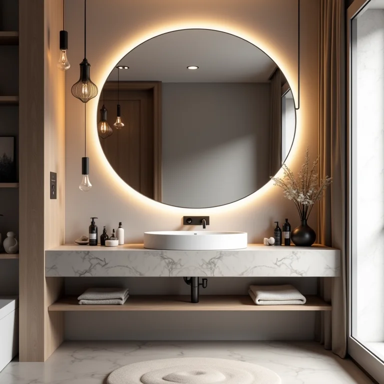 Espelho ampliando um banheiro com estilo