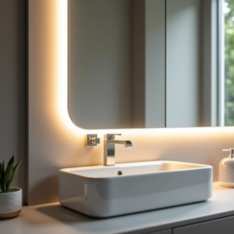 Espelho com LED e sensor de toque para banheiro