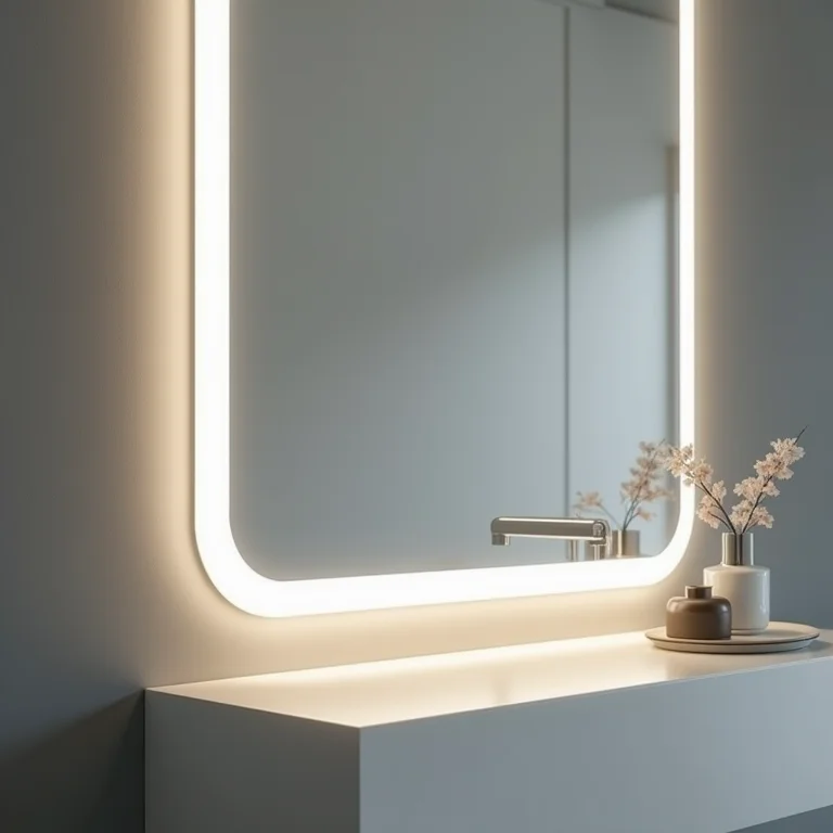 Espelho com LED embutido para banheiro