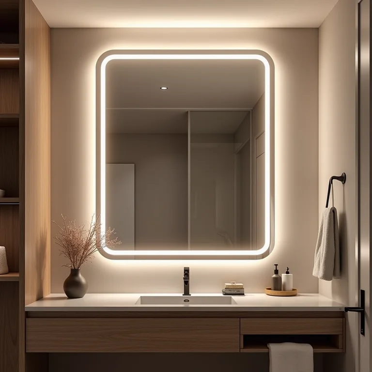 Espelho de banheiro com LED embutido