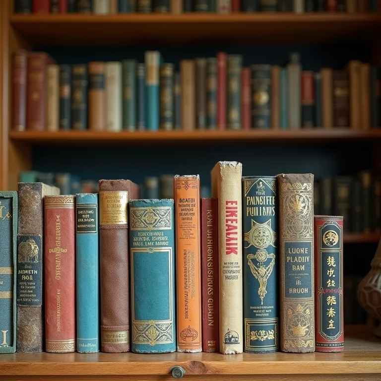 Estante temática com objetos de viagem e livros relacionados